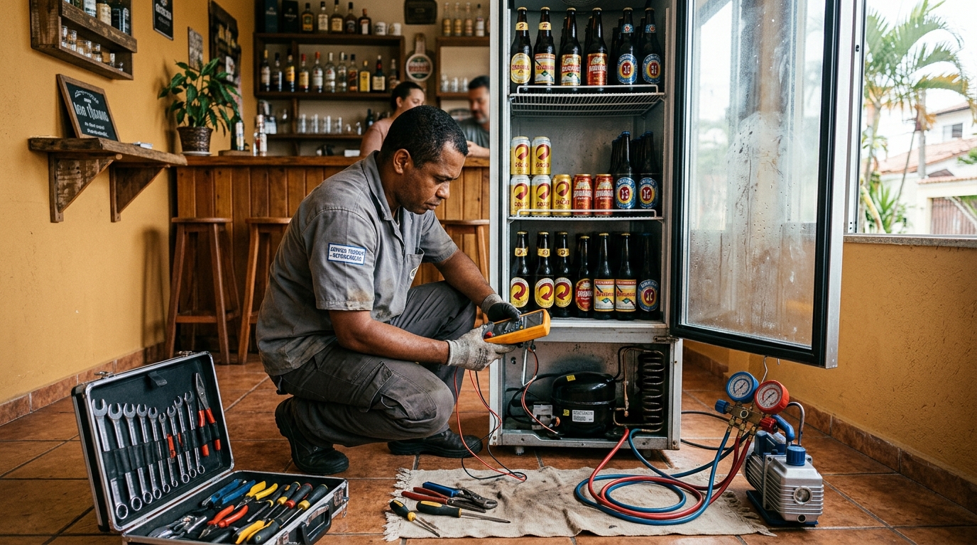 Substituição do termostato de uma cervejeira em São José dos Campos‑SP